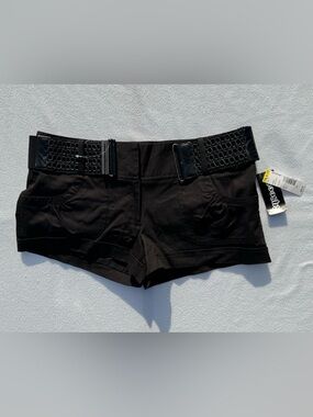 Vintage Y2K Stooshy Shorts Black w Wide Belt Juniors Sz 11 Brand New With Tags!
